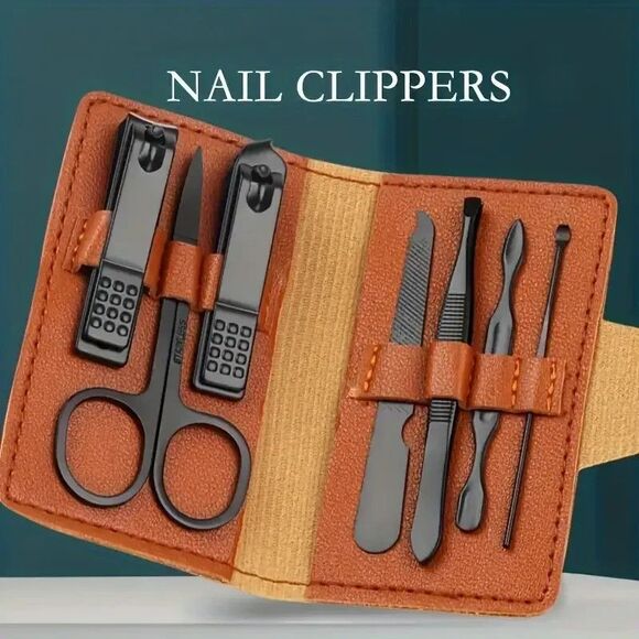 New 7 Pc Pedicure Manicure Set Nail Clipper Cleaner Unisex Kit Case Tools Travel - Picture 6 of 7